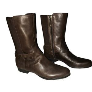 Issac Mizrahi Mid Calf Brown Leather Boots, 8.5M